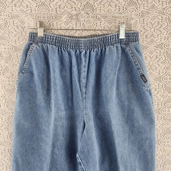 Vintage Chic Elastic Waist Pull on Women's Chambray Pants 12P - Picture 3 of 7